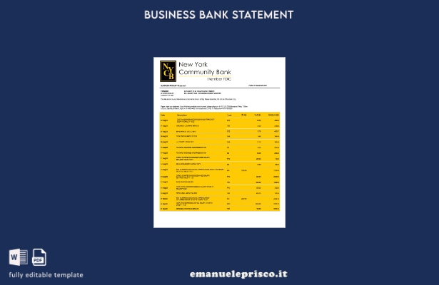 stile verificato Modello di estratto conto aziendale New York Community Bancorp 